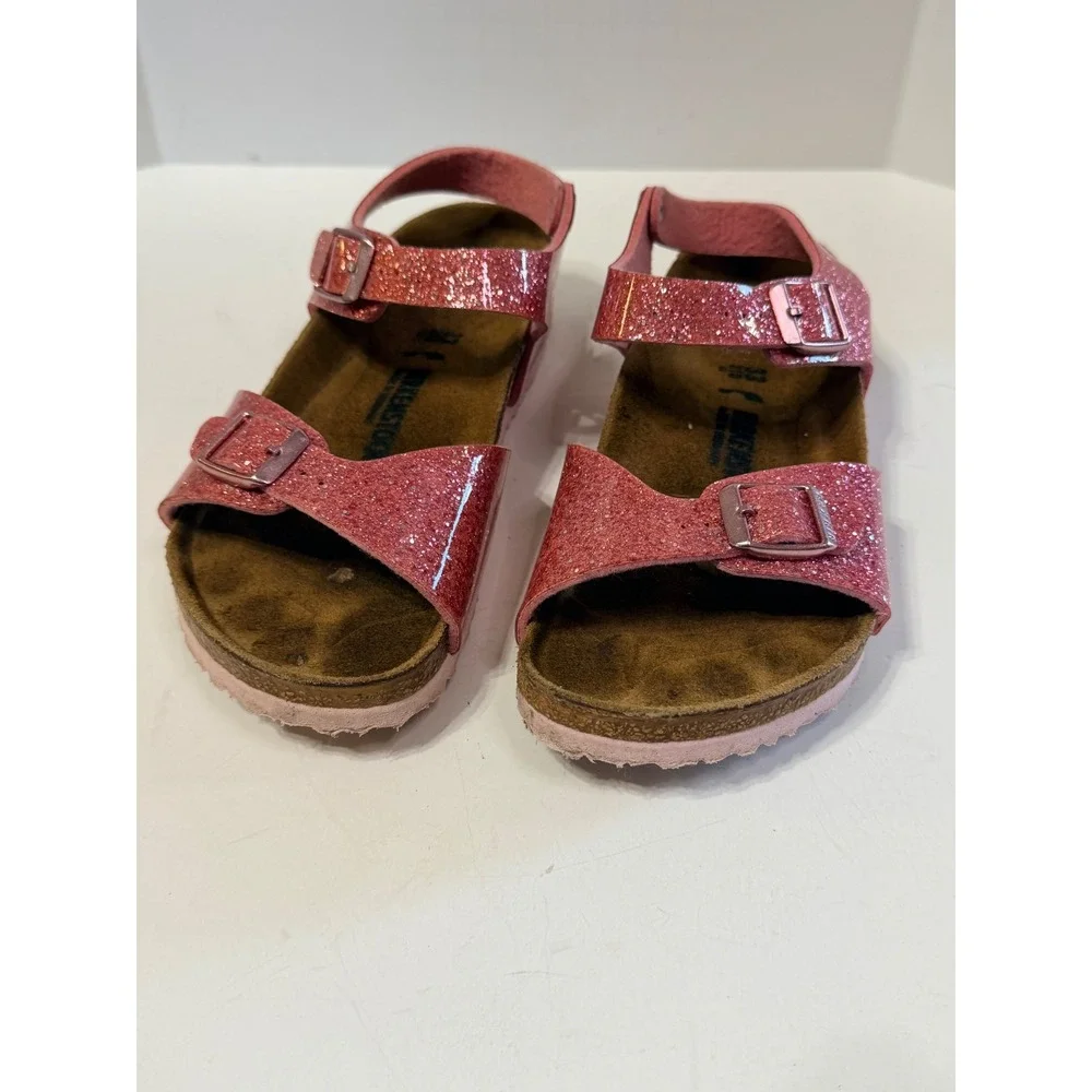 Birkenstock Rio Kids Pink Glitter Sandals EU 33 US 2-2.5 Ankle Strap Sandals
